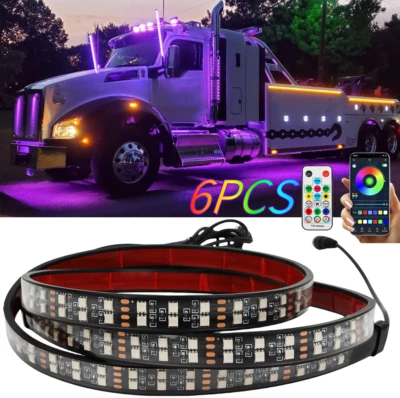6PCS Underglow Kit Double Row RGB LED Strip Lights For Freightliner Coronado - Image 1 of 4