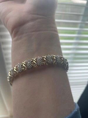 Pulsera tenis oro amarillo 10k 350 diamantes naturales  Foto 1 de 4