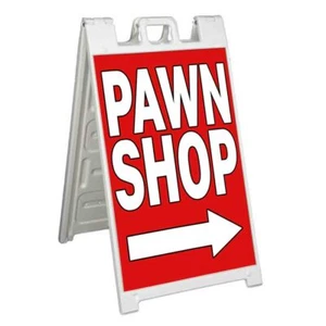PAWN SHOP Signicade 24x36 Rahmen Bürgersteig Schild Banner Aufkleber RECHTS PFEIL KAUFEN VERKAUFEN - Bild 1 von 9