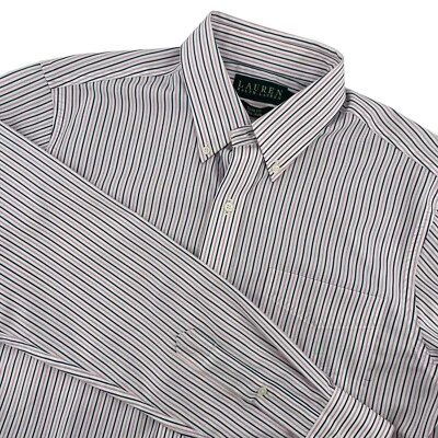 Camisa de vestir a rayas Lauren Ralph Lauren calce ajustado sin planchar 15 1/2 34/35 Foto 1 de 4