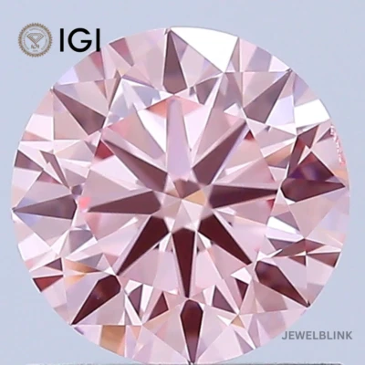 IGI Certified 1 Carat VS2 Fancy Vivid Pink Round Brilliant CVD Lab Grown Diamond - Image 1 of 4