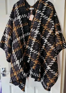 MODA IN PELLE grau Poncho Cape Einheitsgröße neu Herbst Winter Helena 12 14 16 18 - Bild 1 von 5