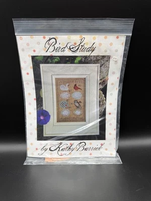 Kathy Barrick Bird Study Counted Cross Stitch Pattern & Golden Wings 40 ct Linen - Image 1 of 4