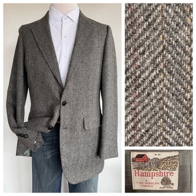 Vtg Stafford Tweed Blazer Men 40L Hampshire Wool Sport Coat Gray Casual Jacket - Image 1 of 4