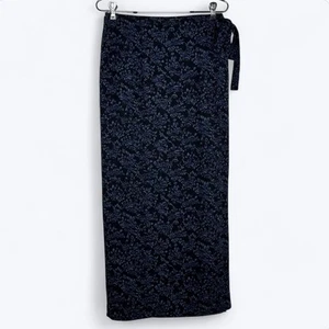 Maxi falda envolvente de seda Talbots talla 10 azul floral gasa hada oscura años 90 caprichoso - Imagen 1 de 16