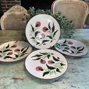 Set of 4 Vintage Stangl Pottery Dinner Plates THISTLE 1950-1967 MCM 10”D EUC - Picture 1 of 7