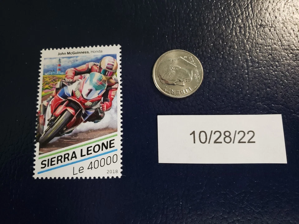 Estampilla Sierra Leona 2018 John McGuinness Honda Motorcycle Racer Foto 1 de 1