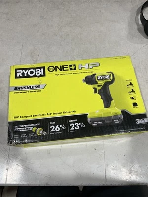 Kit de driver de impacto compacto Ryobi ONE+ HP 18V 1/4" com bateria PSBID01K NOVO - Imagem 1 de 3