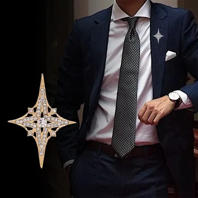 Rhinestone Star Brooch for Men Women – Crystal Lapel Pin Badge Gift - Image 1 of 4