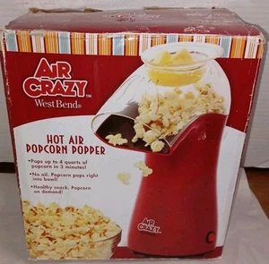 NIB 2010 4 QT Air Crazy West Bend Hot Air Popcorn Popper Machine Red  #82416 - Picture 1 of 16