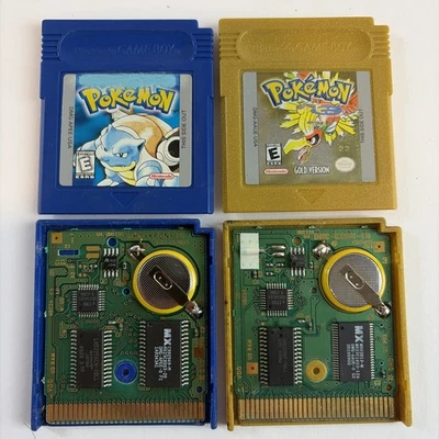 Pokemon Blue & Gold Version Nintendo Game Boy Authentic Bundle New Battery Saves - Image 1 of 4