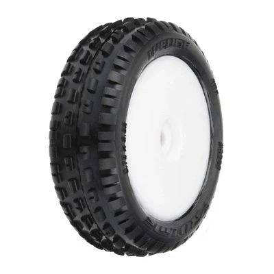 Proline Racing 1 18 Mini B Tires Mounted 8mm White Hook Shaped Wheels - Image 1 of 4