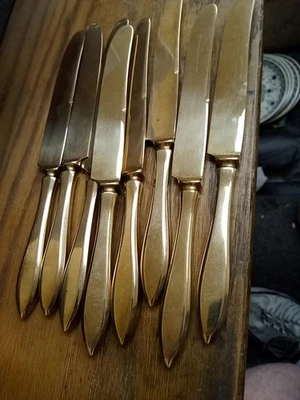 Cuchillos de cena Dirigold Dirilyte Goldtone REGAL 9 1/8" (juego de 8) ENVÍO GRATUITO Foto 1 de 3