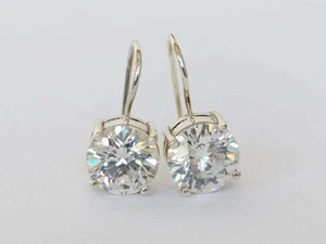 4Ct Round Cut Lab Created Diamond Drop Dangle Earrings 10k White Gold Finish - Picture 1 of 4