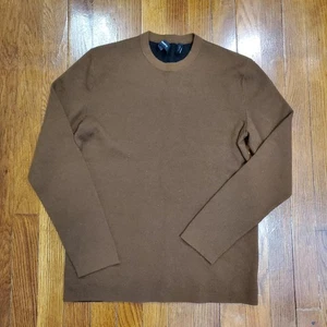Theory Sweater Mens Small Brown Merino Wool Blend Crewneck Pullover Long Sleeve - Picture 1 of 11