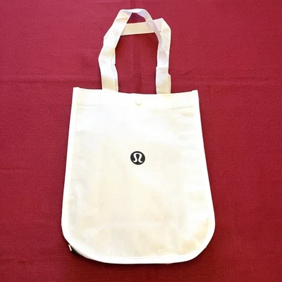 Lululemon White Reusable Lightweight Travel Tote Bag 12x9.5x4.5 Snap Closure - Image 1 of 4