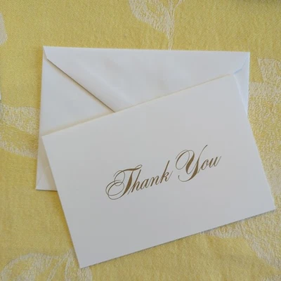 Благодарственные открытки 18 штук с конвертами, белые и золотые  - Изображение 1 из 3