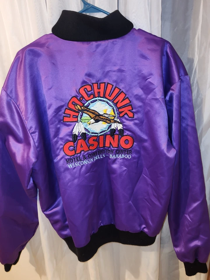 Chaqueta de satén púrpura grande de casino Ho-chunk reversible vintage de los años 90 Foto 1 de 4