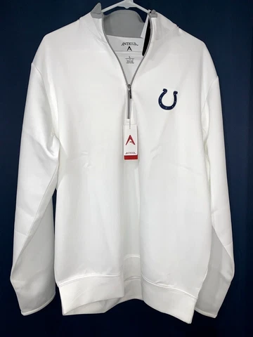 Indianapolis Colts Golf Quarter 1/4 Zip Pullover Jacket White Antigua NFL NWT Cover