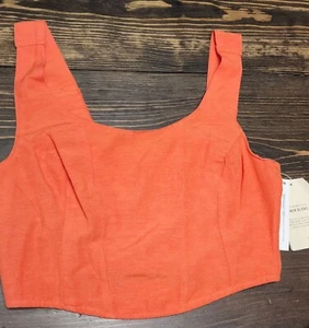 New Orange Linen Crop Tank - Picture 1 of 5