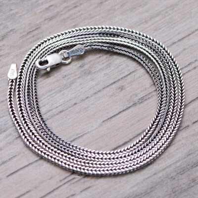 Real S925 Sterling Silver Necklace 1.8mm Square Wheat Link Chain Many Size  - Image 1 of 4