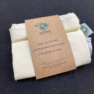 Wowe 12x13 Reusable Bag 100% Cotton Single Drawstring Produce Grains Zero Waste - Picture 1 of 6