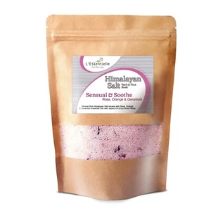 Himalayan Salt Bath Foot Soak Rose Petals And Rose Absolute Orange Geranium 500g - Picture 1 of 2