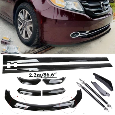 For 11-17 Honda Odyssey Front Bumper Spoiler Body Kit / Side Skirt/Strut Glossy Foto 1 de 4