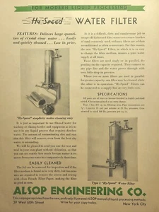 Filtro de agua de alta velocidad Alsop Engineering proceso líquido de Nueva York anuncio impreso vintage 1931 - Imagen 1 de 4