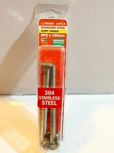 Zenith M10 x 130mm Stainless Steel Cup Head Bolt And Nut - 2 bolts and nut - Picture 1 of 4