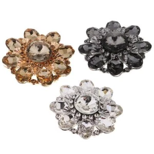 Large Rhinestone Buttons with Shank Wedding Button, Size 46mm, Flower Shape - Picture 1 of 4