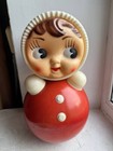 Huge Vintage USSR Kids Plastic Celluloid Doll Roly Poly Toy Nevalyashka 41 cm
