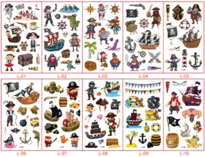 Cartoon Pirate Waterproof Temporary Tattoo 3D Body Art Fake Tattoo Stickers - Picture 1 of 22