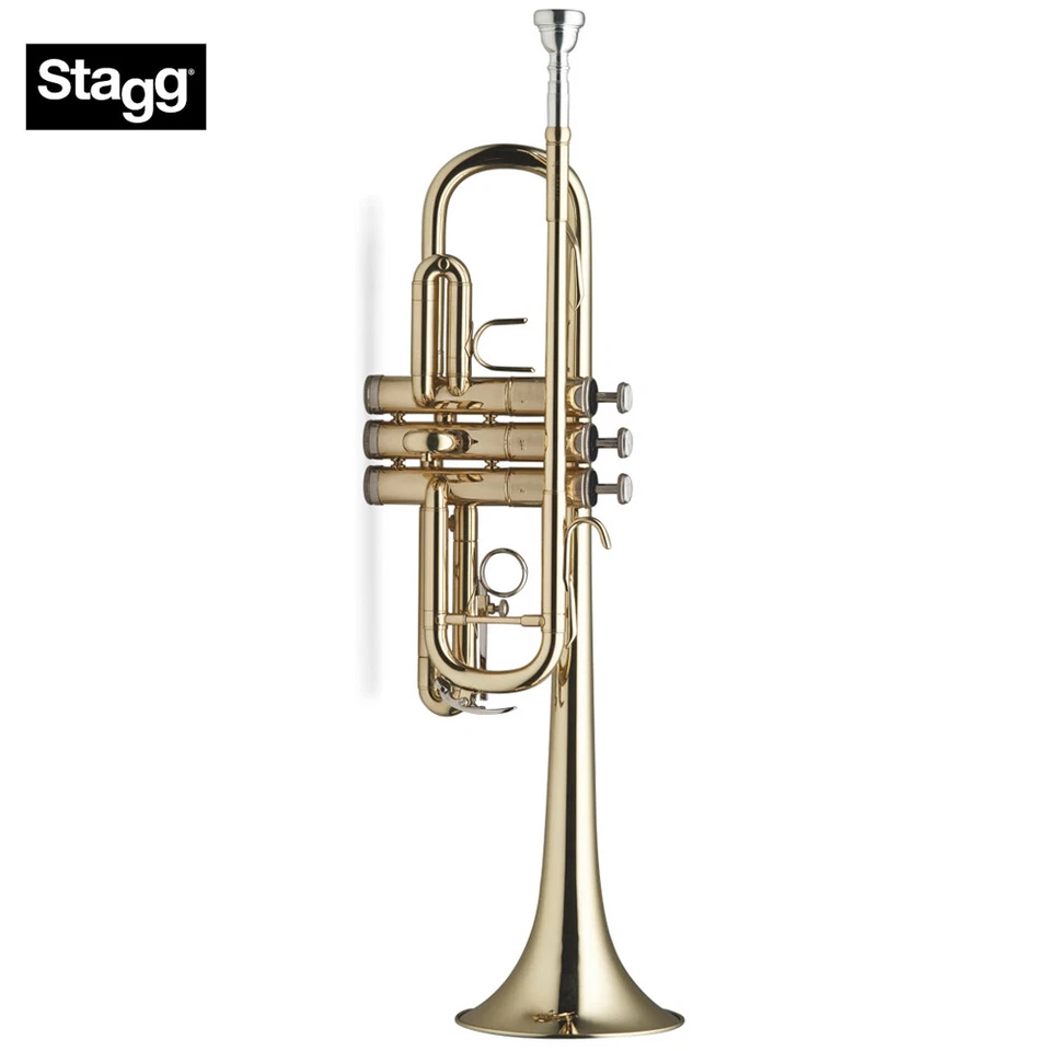 Stagg WS-TR255 Key of C Clear Lacquer Brass Trumpet with Mouthpiece and ABS Case - Image 1 of 1