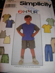 Simplicity Boys Pants Shirts Shorts Tank Top Pattern Sizes 5 6 7 8 