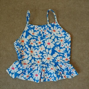 J.Crew Crewcuts Girls' Ruffle Floral Tankini Top Size 10 Blue White NEW - Picture 1 of 3