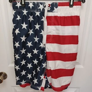 MEN'S FADED GLORY AMERICAN FLAG SWIM TRUNK SHORTS SIZE X-LARGE - Picture 1 of 12