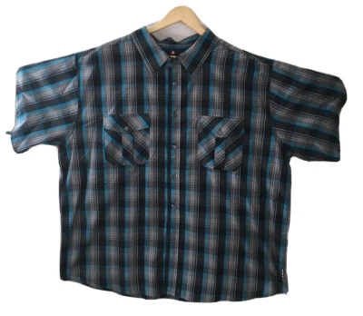 Camisa de manga corta AIRWALK azul gris a cuadros abotonada patinador surf SK8 talla 2X Foto 1 de 4