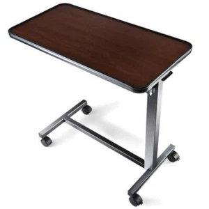 Adjustable Overbed Bedside Table W/ Wheels Home Hospital Use Height Adjustable - Picture 1 of 6