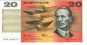 AUSTRALIA $20 Dollars VF/XF Banknote (1985) P-46e Johnston-Fraser Prefix EDN - Picture 1 of 2