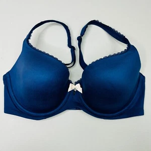 Victoria Secret Lined Demi Bra 34D Blue Underwire Convertible - Picture 1 of 6