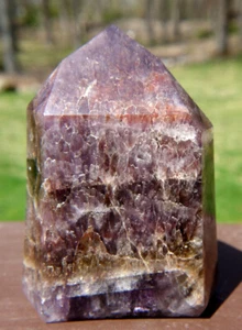 Polished Cacoxenite Amethyst Crystal Point w Isis Facet - Picture 1 of 8