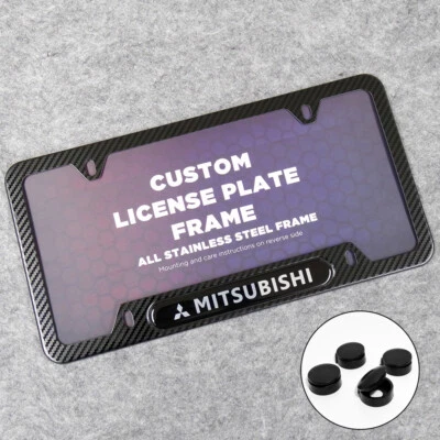 Mitsubishi Sport Front or Rear Carbon Fiber Texture License Plate Frame Cover - Image 1 of 4
