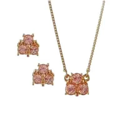 Juego de pendientes y collar Givenchy en cristales dorados y rosas Foto 1 de 4