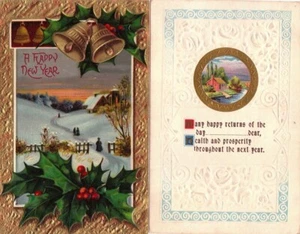 Lotto 2 cartoline auguri Capodanno primi '900 - Foto 1 di 2