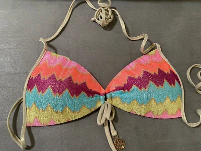  New Luli Fama Women's Swimwear Triangle Neck Back Ties Bikini Top Size XS - Image 1 of 4