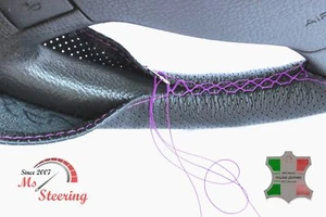 PARA BMW Z3 96-03 NEGRO PERF CUERO CUBIERTA VOLANTE PUNTO MORADO - Imagen 1 de 6