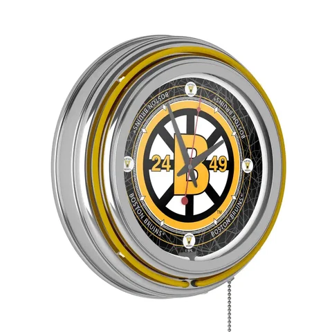Wall Clock Vintage Boston Bruins NHL Neon Round 14 Inch Game Room Garage Decor Cover