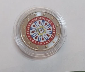 ESLOVAQUIA - 2 EUROS monedas conmemorativas 2023 TRANSFUSIÓN DE SANGRE ** COLOR en cápsula de moneda - Imagen 1 de 2