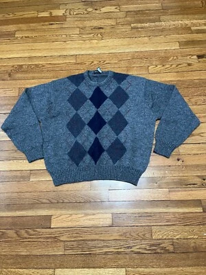 Vintage PAR FOUR Golf Sweater Mens Size Big 3X 54-56 Gray Wool Acrylic Argyle - Image 1 of 4